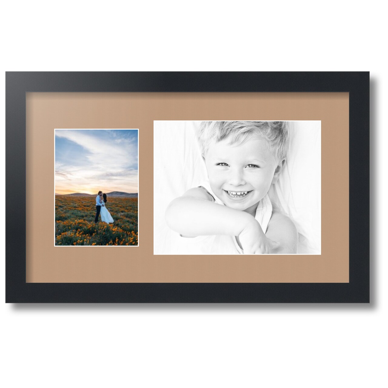 ArtToFrames Collage Photo Picture Frame with 1 - 5x7, 8x10 inch Openings, Framed in Black with Over 62 Mat Color Options and Regular Glass (CSM-3926-166)